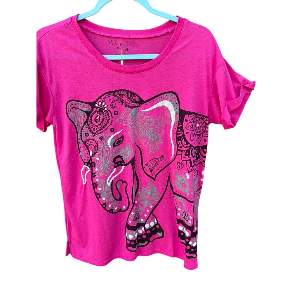 Bright Pink Elephant Graphic T Shirt Womens Size Medium M Short Sleeve EUC - Picture 2 of 10